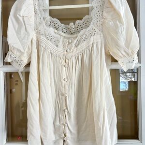 Reformation Cream Lace Top